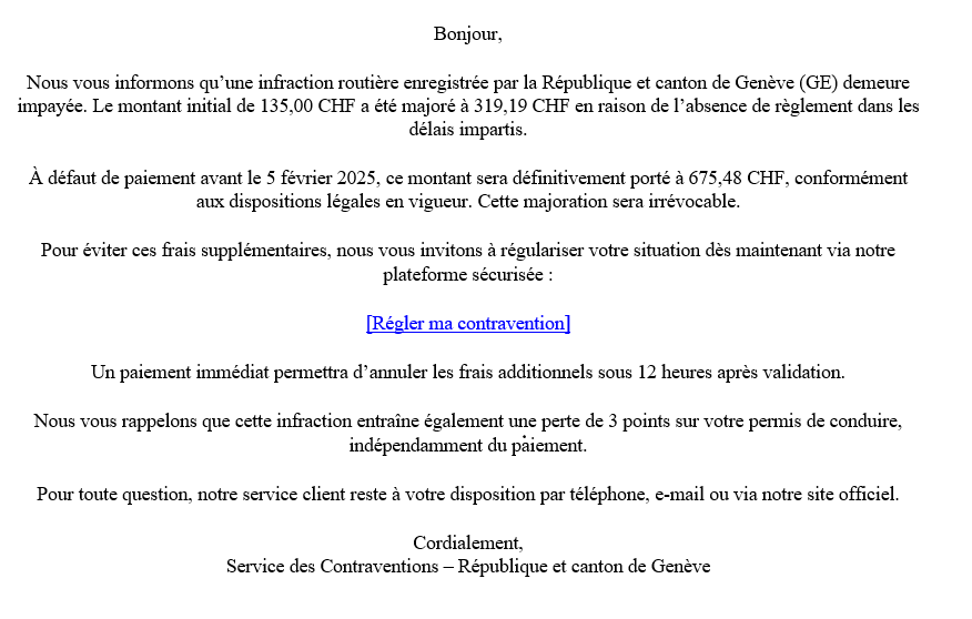 Exemple d'email frauduleux