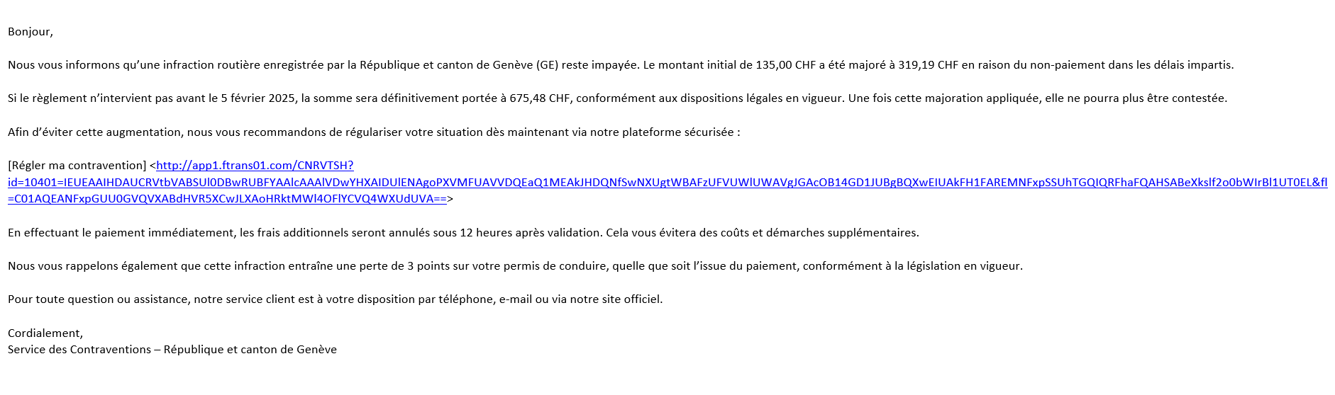 Exemple d'email frauduleux