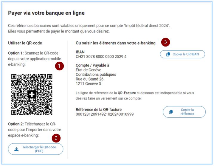 Copie écran "Payer via votre banque en ligne"
