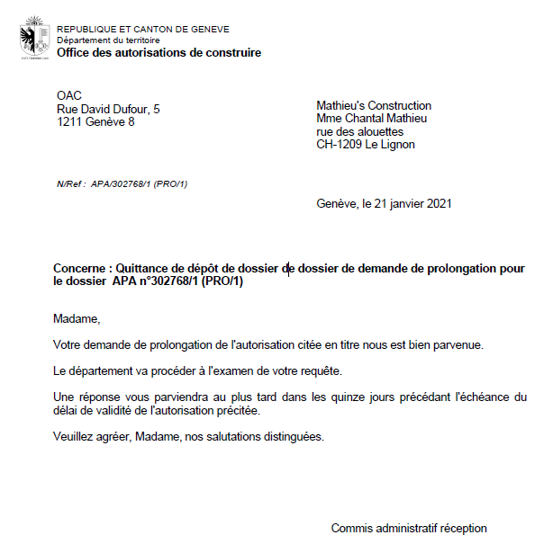Quittance prolongation