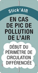 Panneau annonçant le début du périmètre Stick'AIR : situation hors pic de pollution - aucune restriction de circulation activée